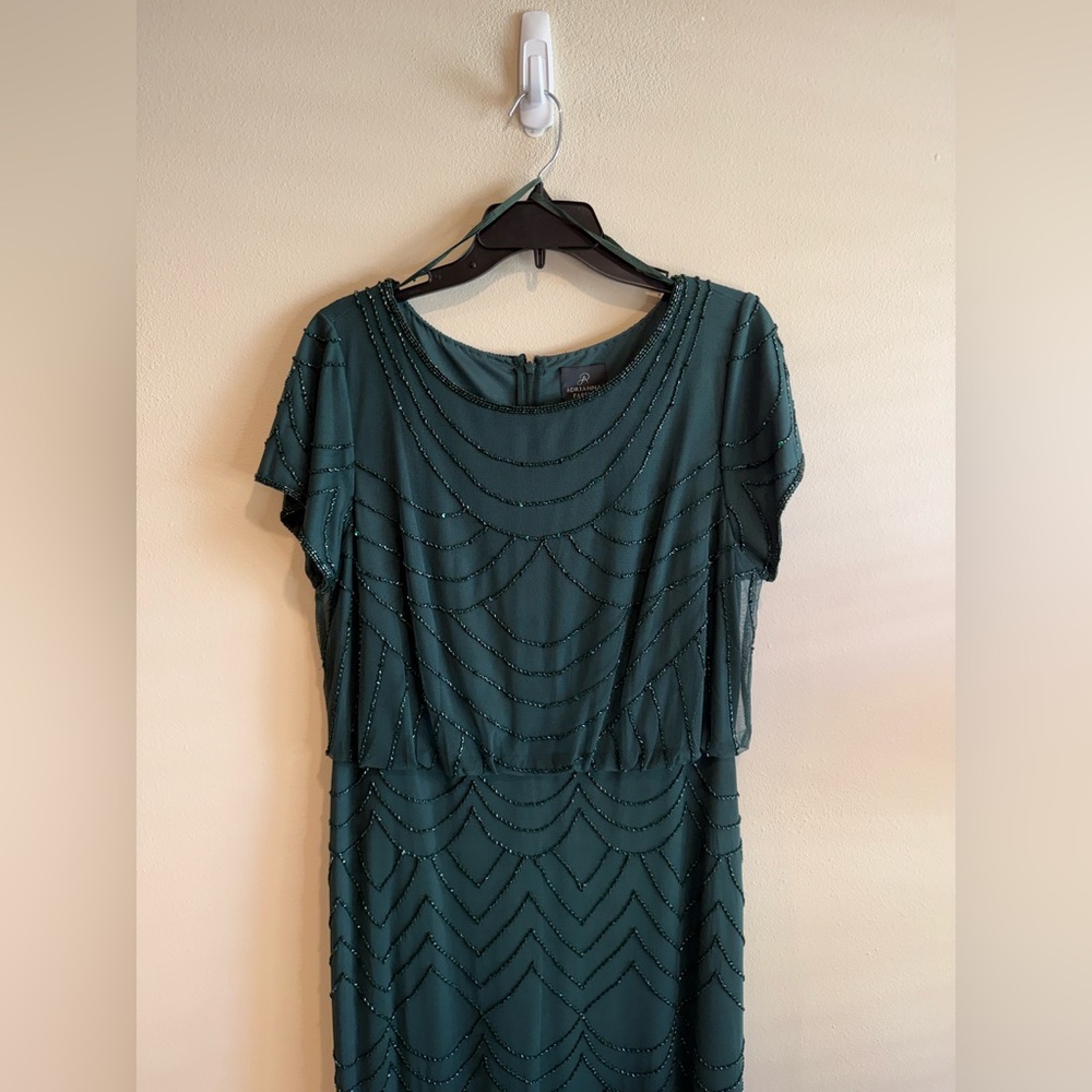 Adrianna Papell Deep Green Beaded Maxi Dress - Picture 4 of 8